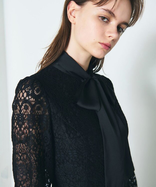 GRACE CONTINENTAL レースボウタイワンピース ブラック