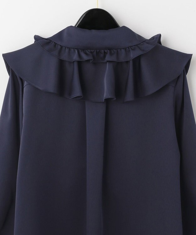 極美品 グレースコンチネンタル サテンフリルカラーシャツ ネイビー 36 サテンフリルカラーシャツ / GRACE CONTINENTAL | GRACE