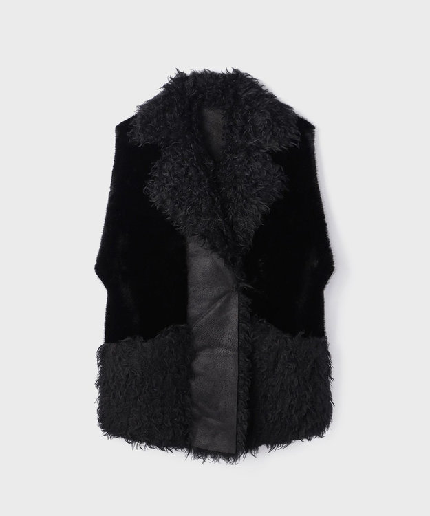 GRACE CONTINENTAL 【LOU ANDREA】フェイクポケットジレ ブラック