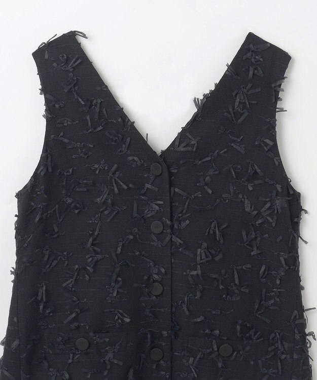 GRACE CONTINENTAL リボンヤーンジレドレス ブラック