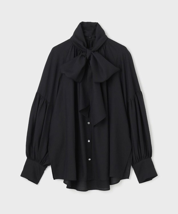 GRACE CONTINENTAL タイ付ギャザーシャツ ブラック