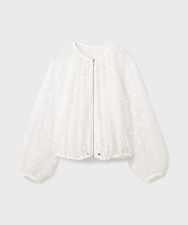 GRACE CONTINENTAL チュールノーカラーブルゾン ホワイト