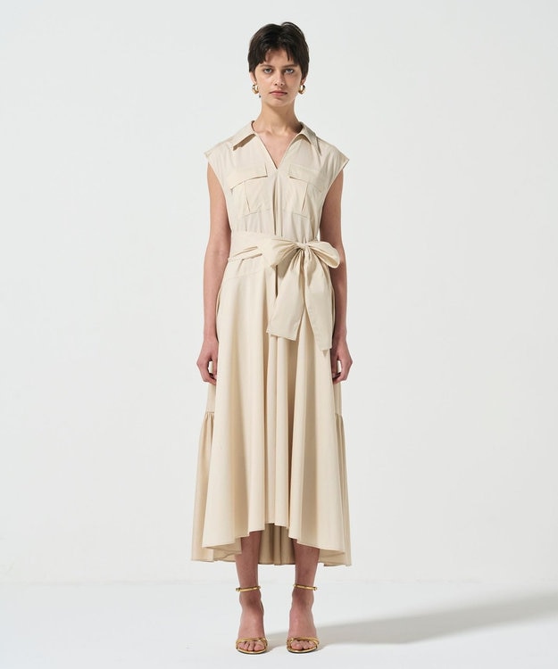 GRACE CONTINENTAL ティアードコンビシャツワンピース ベージュ