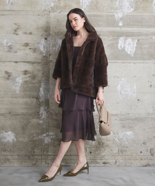 GRACE CONTINENTAL 【LOU ANDREA】フェイクショートコート ブラウン