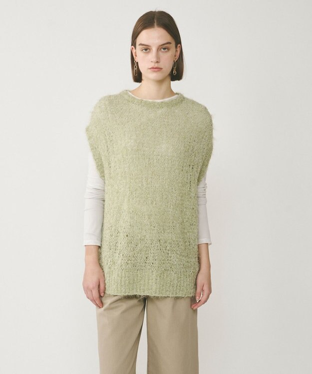 GRACE CONTINENTAL フィルムヤーンニットベスト ライトグリーン