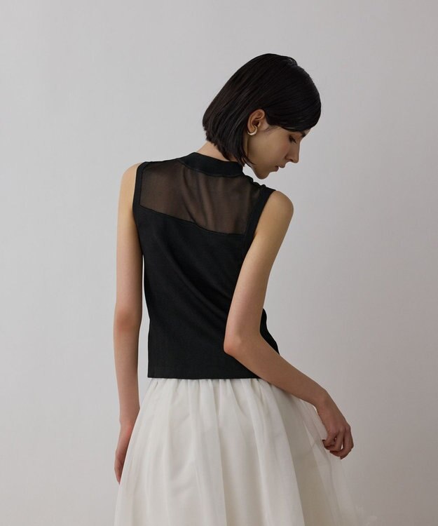 GRACE CONTINENTAL シアーグロスニットトップ ブラック