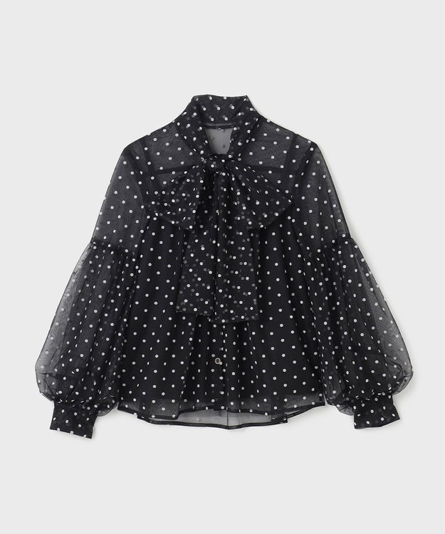 GRACE CONTINENTAL チュールドットボウタイブラウス ブラック