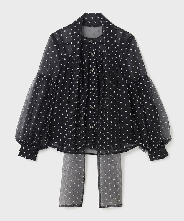 GRACE CONTINENTAL チュールドットボウタイブラウス ブラック