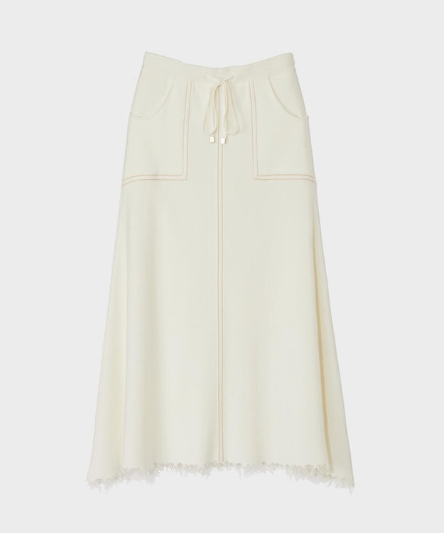 GRACE CONTINENTAL ミラノリブロングスカート ホワイト