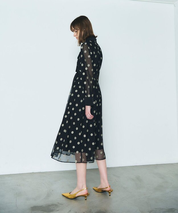 GRACE CONTINENTAL ラメドット刺繍ドレス ブラック