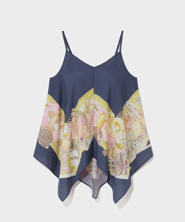 GRACE CONTINENTAL ジュエリースカーフキャミ ネイビー