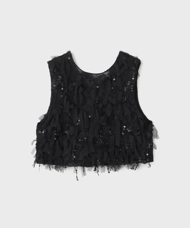 GRACE CONTINENTAL フリンジベスト ブラック