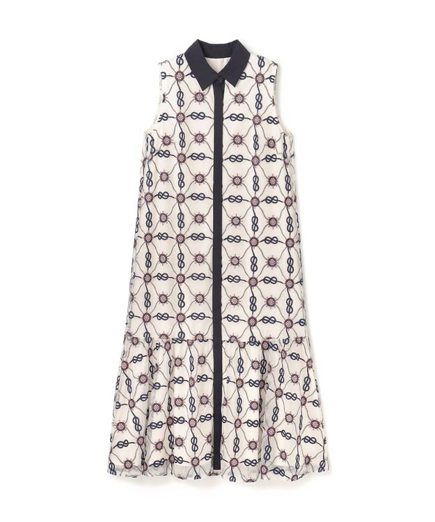 GRACE CONTINENTAL マリン刺繍チュールワンピース ホワイト