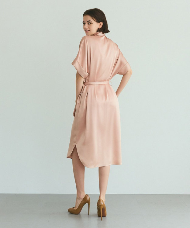 GRACE CONTINENTAL ダブルサテンシャツドレス ピンク