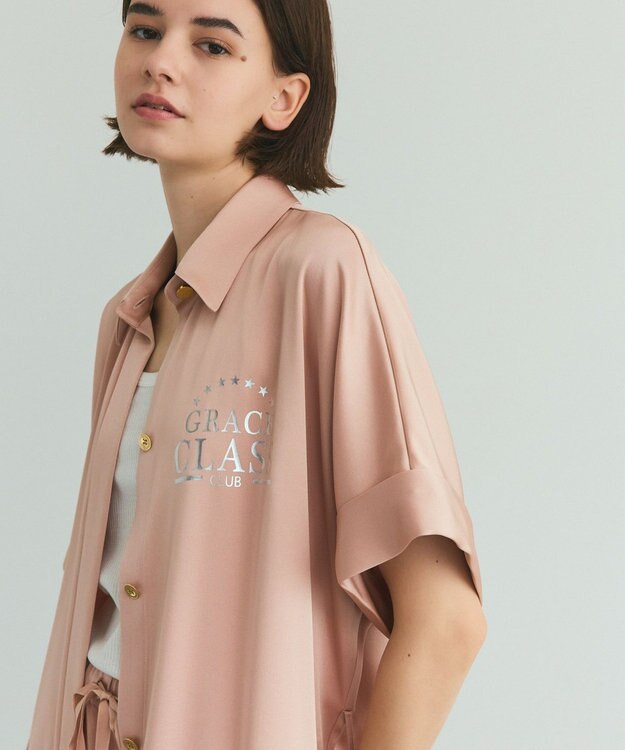 GRACE CONTINENTAL ダブルサテンシャツドレス ピンク