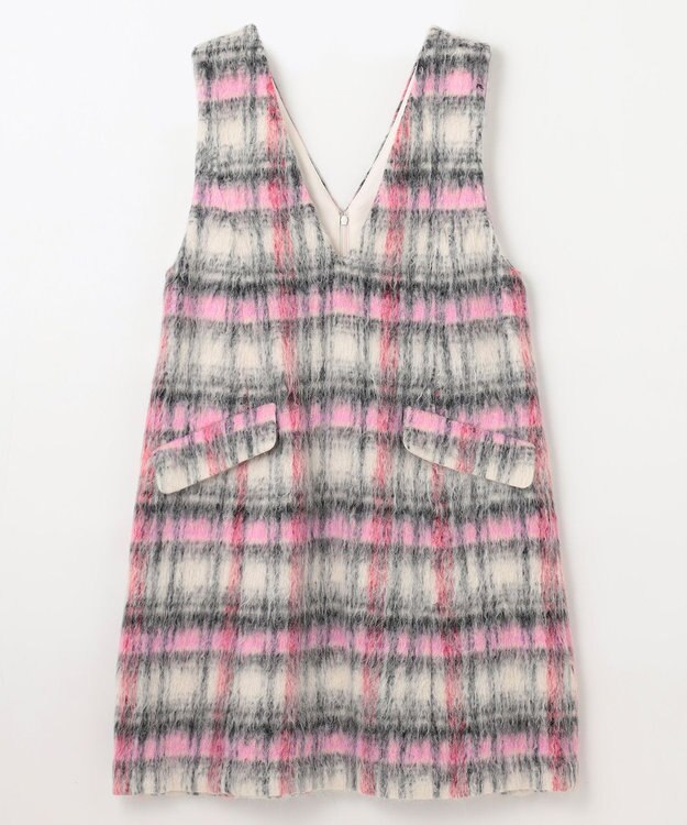 GRACE CONTINENTAL シャギーチェックジャンパースカート ピンク