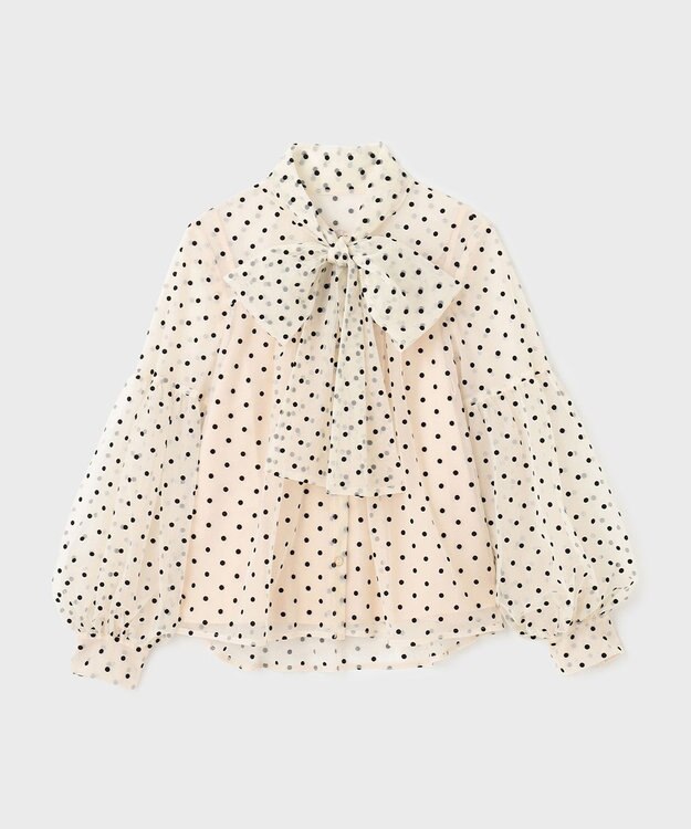 GRACE CONTINENTAL チュールドットボウタイブラウス キナリ