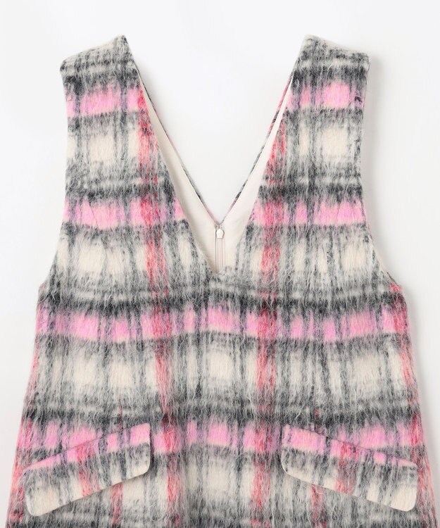 GRACE CONTINENTAL シャギーチェックジャンパースカート ピンク