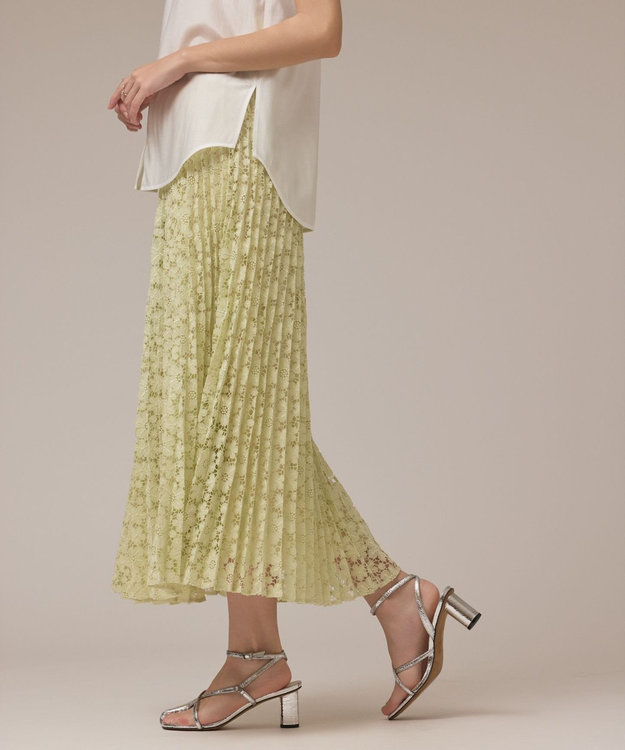 GRACE CONTINENTAL レースプリーツスカート ライトグリーン