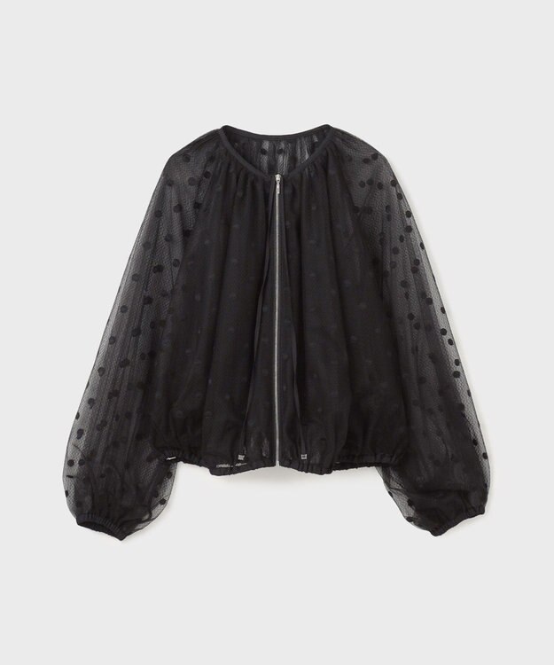 GRACE CONTINENTAL チュールノーカラーブルゾン ブラック