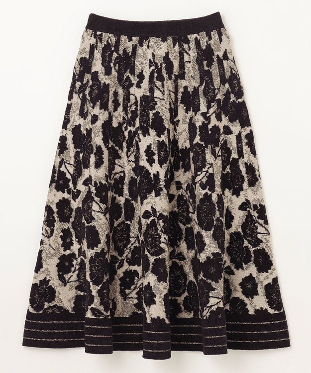 GRACE CONTINENTAL フローラルラメニットスカート ブラック