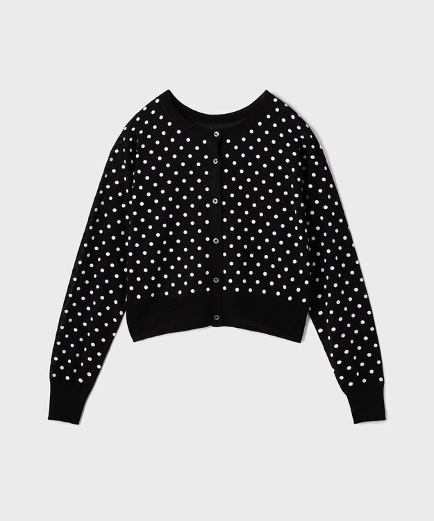 GRACE CONTINENTAL ドットフロッキーニットカーディガン ブラック
