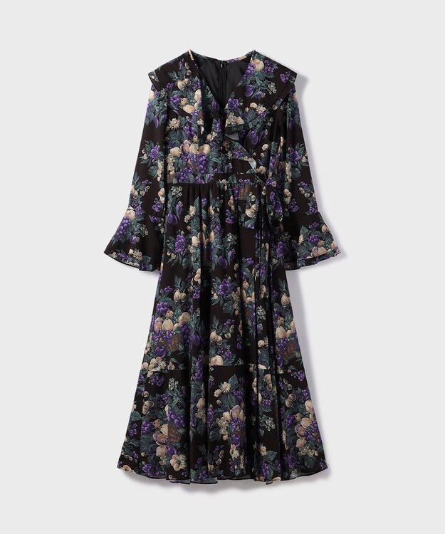 GRACE CONTINENTAL ボタニカルベリープリントワンピース ブラック