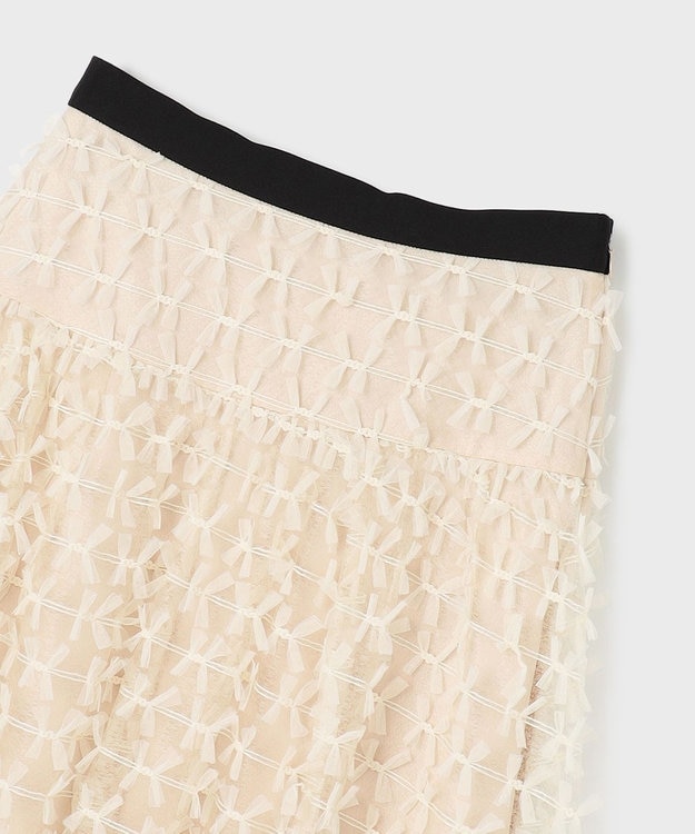 GRACE CONTINENTAL チュールリボン刺繍スカート ベージュ