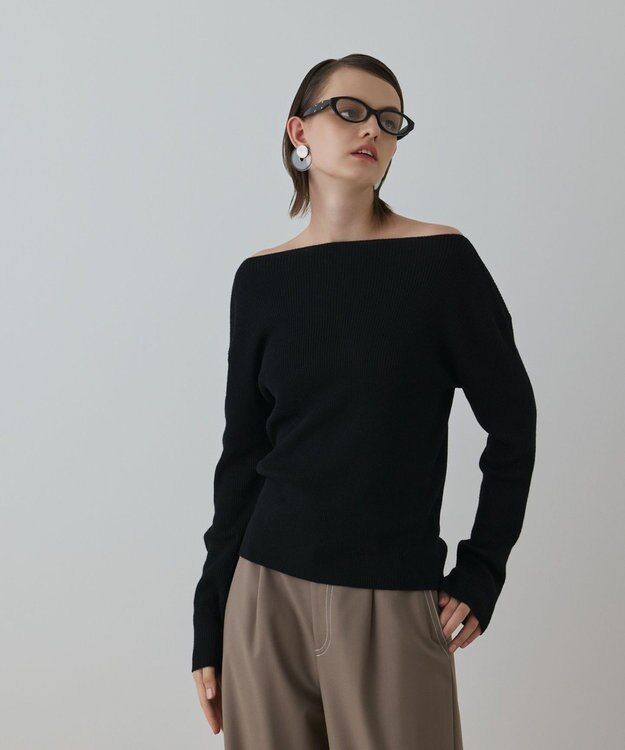 GRACE CONTINENTAL ハイゲージウールニットトップ ブラック