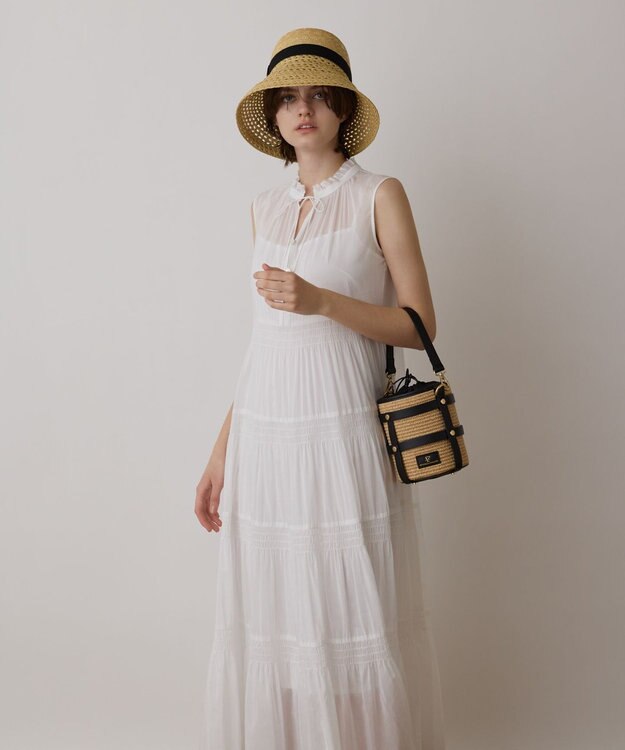 GRACE CONTINENTAL ティアードマキシカフタンワンピース ホワイト