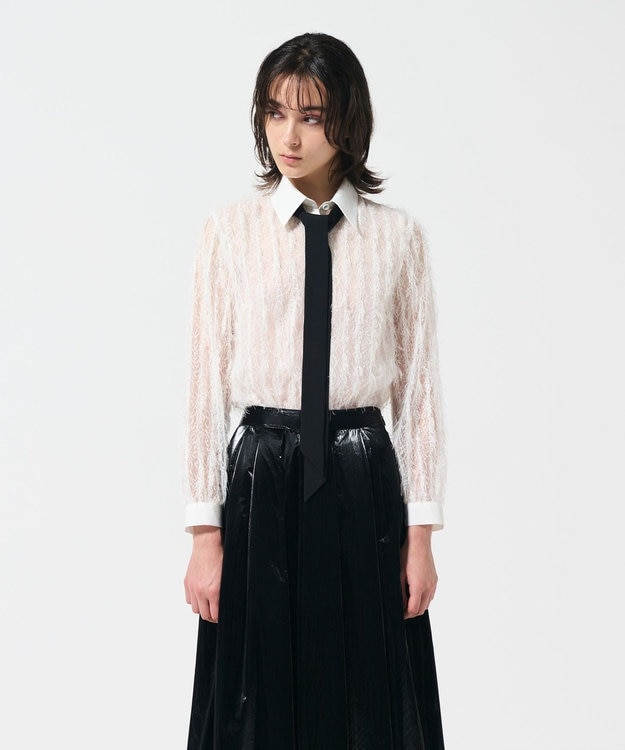 GRACE CONTINENTAL フリンジレースタイ付ブラウス ホワイト