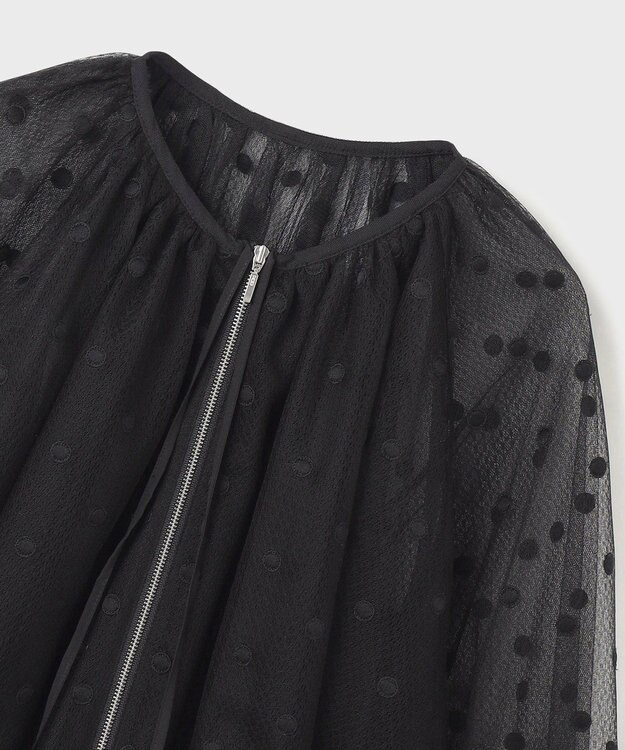 GRACE CONTINENTAL チュールノーカラーブルゾン ブラック