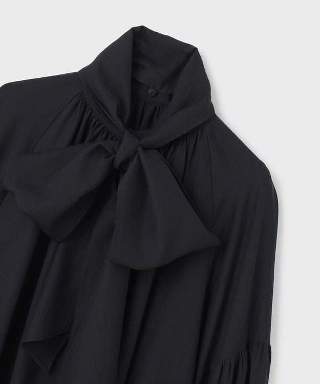 GRACE CONTINENTAL タイ付ギャザーシャツ ブラック