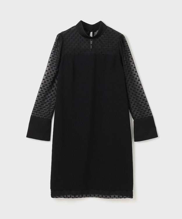 GRACE CONTINENTAL シアージャガード切替ドレス ブラック