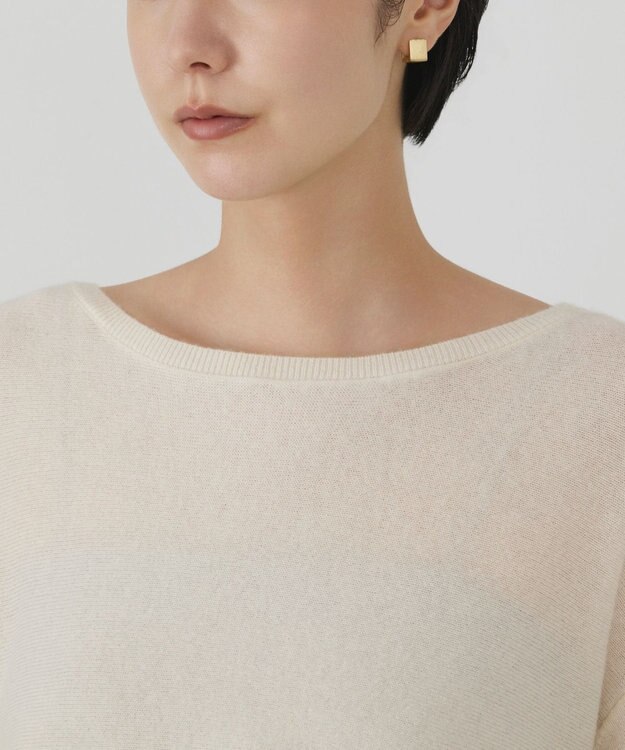 GRACE CONTINENTAL ヘムレースニットトップ ホワイト