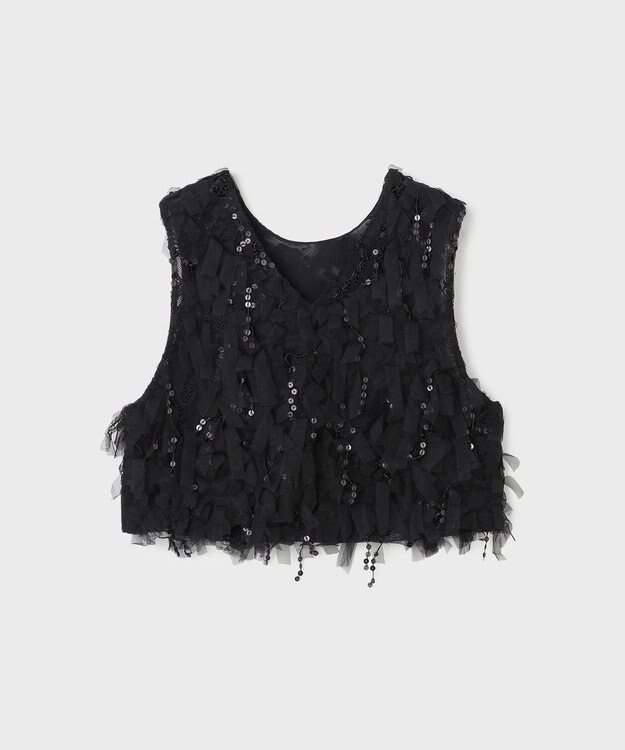 GRACE CONTINENTAL フリンジベスト ブラック