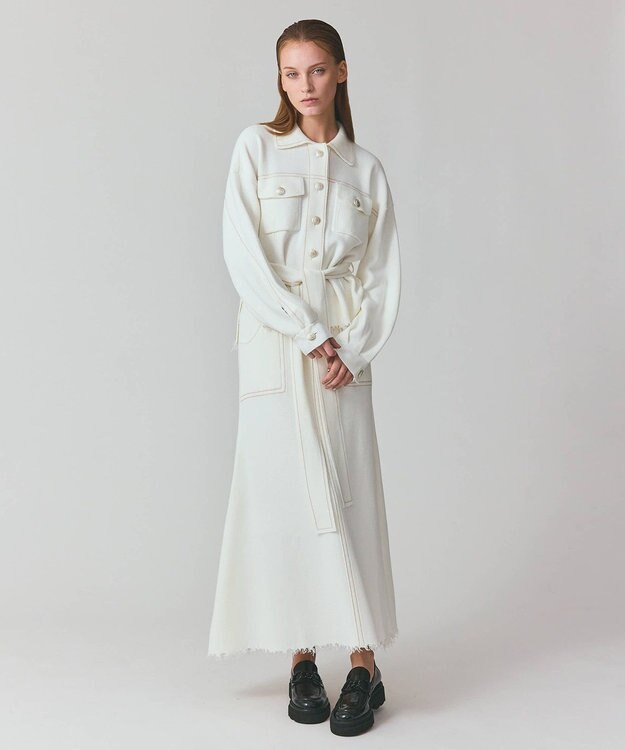 GRACE CONTINENTAL ミラノリブロングスカート ホワイト