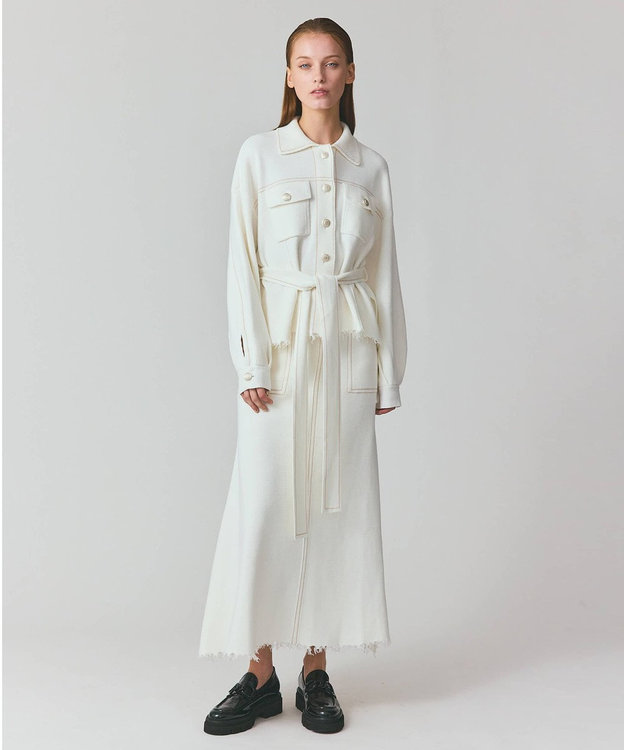 GRACE CONTINENTAL ミラノリブロングスカート ホワイト