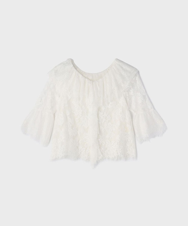 GRACE CONTINENTAL レースコンビフリルブラウス ホワイト