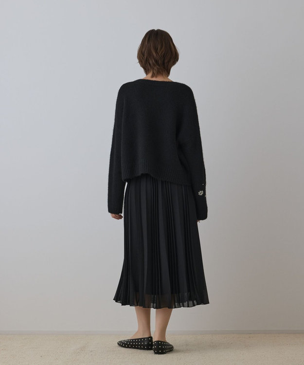 GRACE CONTINENTAL メッシュプリーツスカート ブラック