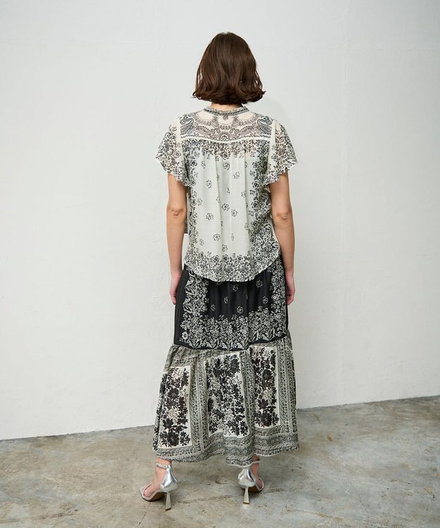 GRACE CONTINENTAL バンダナフレアスリーブブラウス ブラック