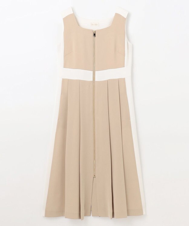 GRACE CONTINENTAL ラインバイカラードレス ベージュ
