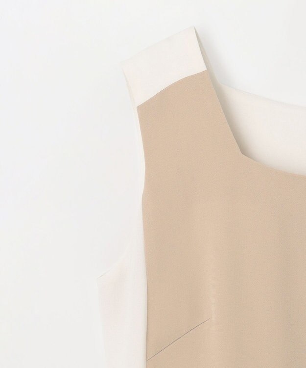 GRACE CONTINENTAL ラインバイカラードレス ベージュ