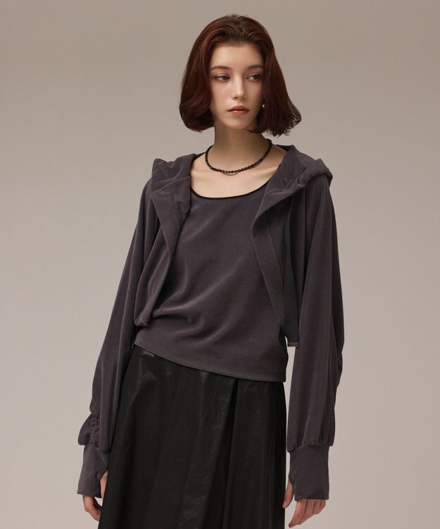 GRACE CONTINENTAL ルーズパーカーsetトップ チャコール