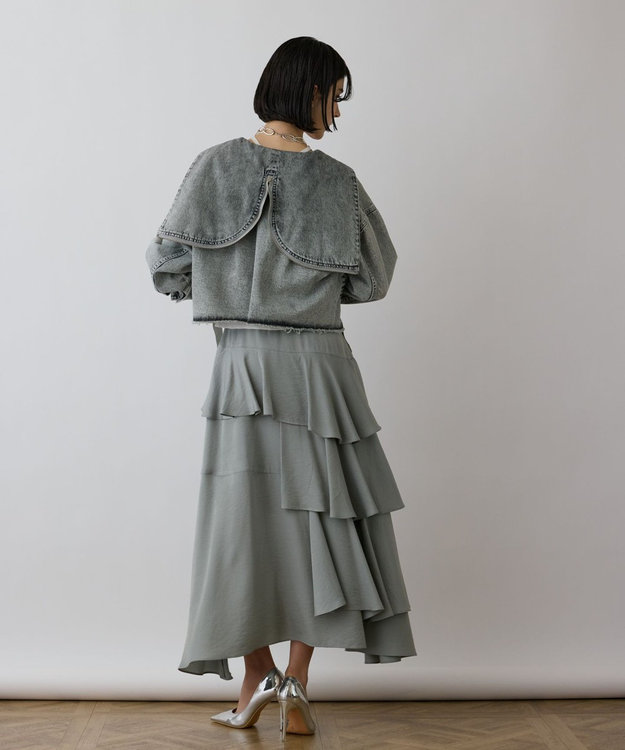 GRACE CONTINENTAL イレヘムサテンスカート グリーン