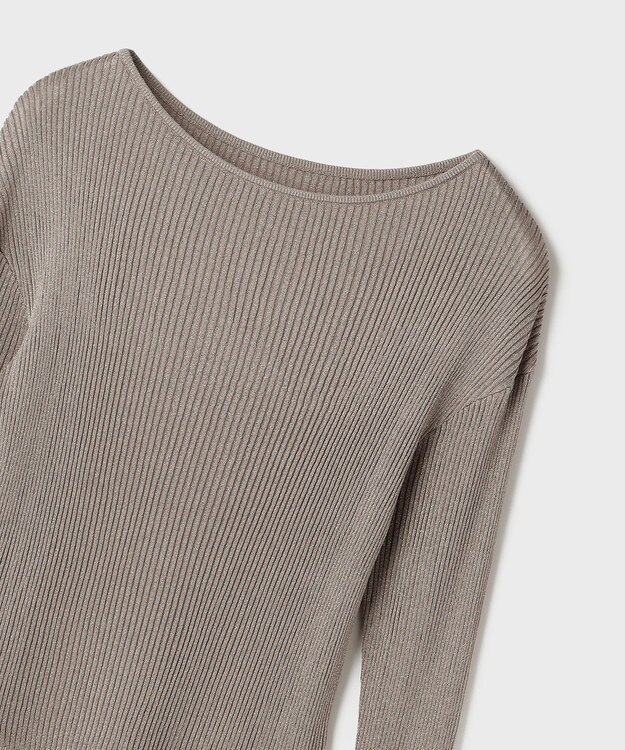 GRACE CONTINENTAL ラメリブクルーニットトップ グレー