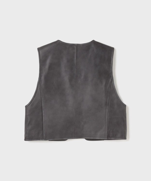 GRACE CONTINENTAL レザーショートジレジャケット チャコール