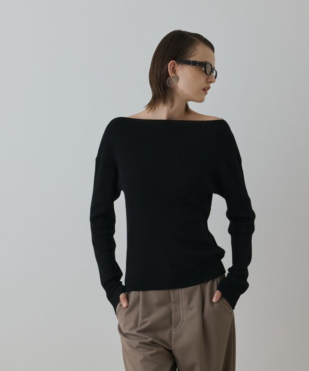 GRACE CONTINENTAL ハイゲージウールニットトップ ブラック