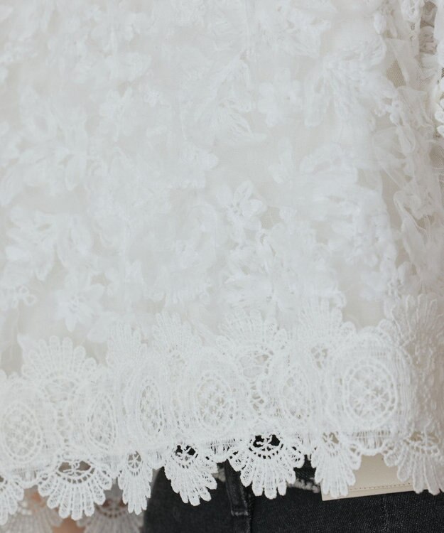 GRACE CONTINENTAL フラワー刺繍ニットカーディガン ホワイト