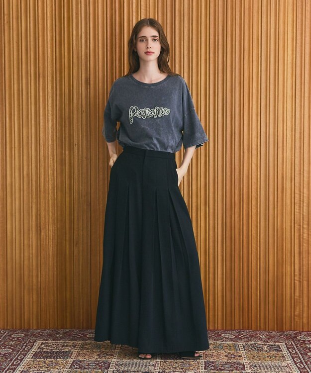 GRACE CONTINENTAL ボックスプリーツパンツ ブラック